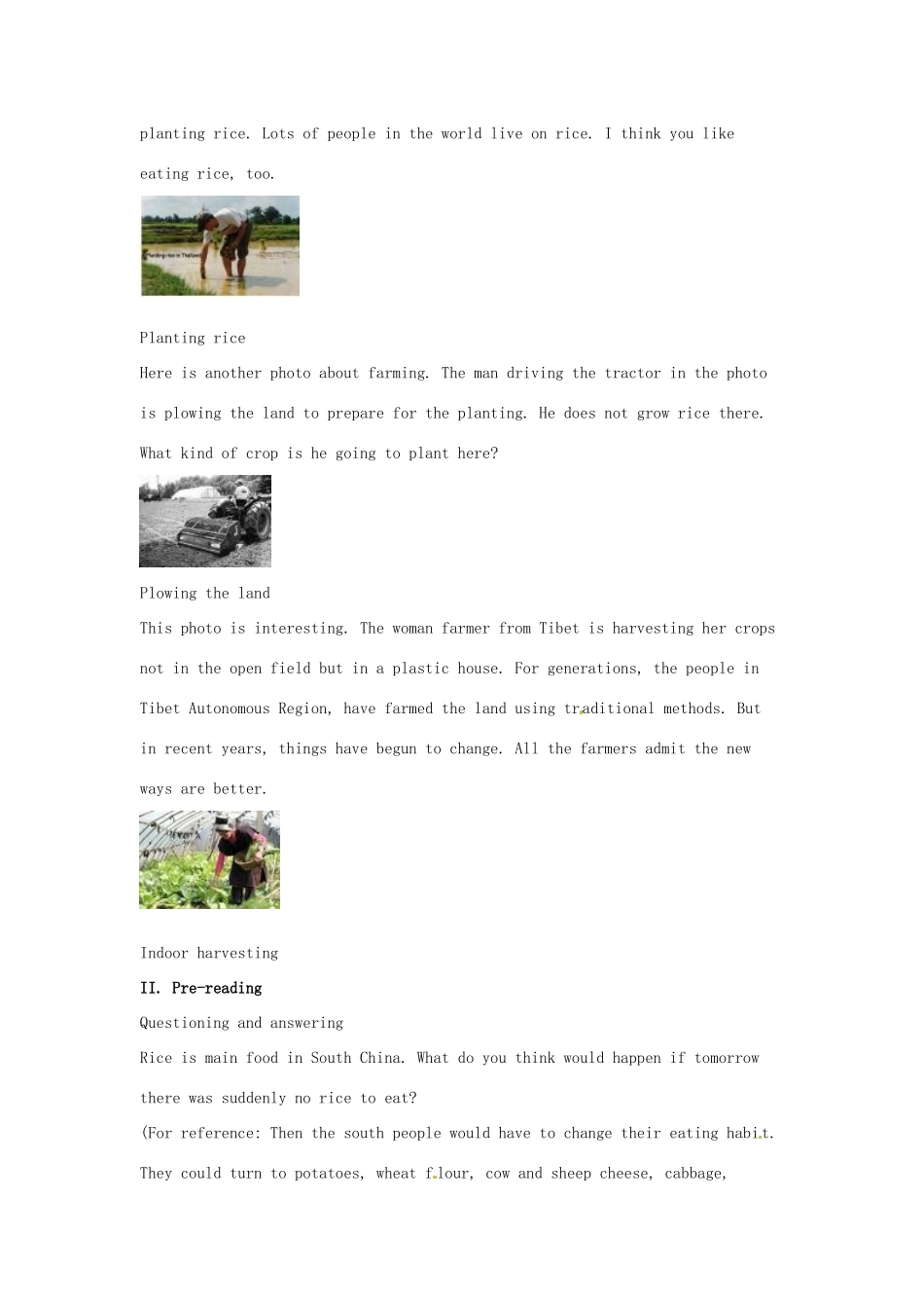 江西省南昌市湾里区第一中学高中英语 Unit 2 Working the land教案 新人教版必修4_第2页