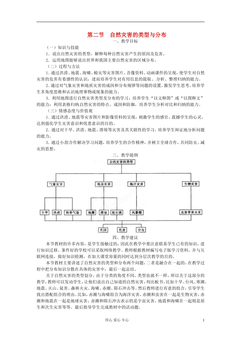湖南省蓝山二中高二地理《1.2自然灾害的类型与分布》教案_第1页