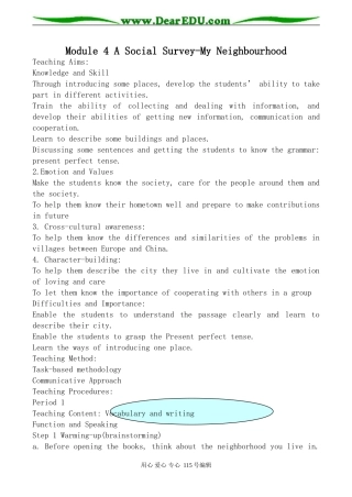 外研版高中英语必修1Module4 A Social Survey-My Neighbourhood