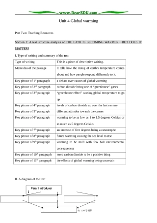 高中英语Unit 4 Global warming--A text structure analysis of THE EATH IS BECOMING WARMER—BUT DOES IT MATTER