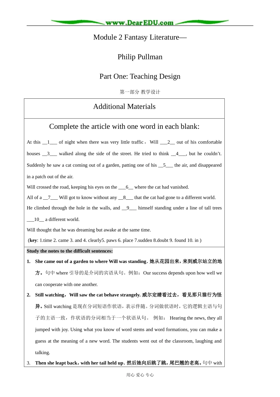 外研版英语必修6 Module2  Additional Materials_第1页