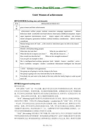 高中英语Women of achievement必修四