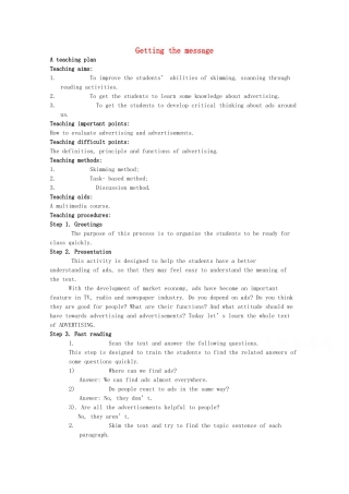 山西省阳泉市荫营中学高考英语 unit 5 Getting the message复习教案 新人教版