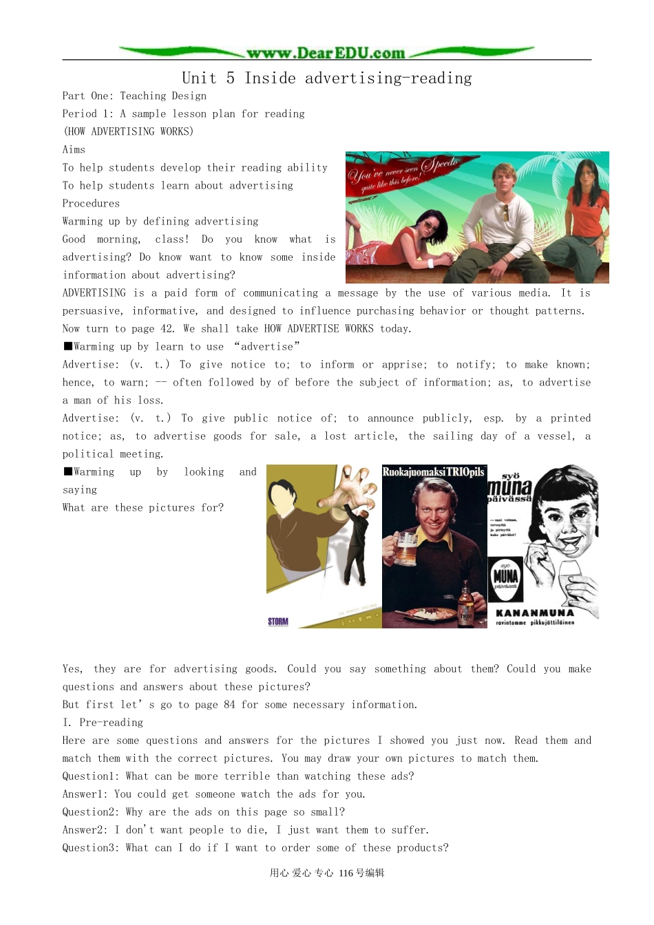 高中英语Unit 5 Inside advertising-reading_第1页