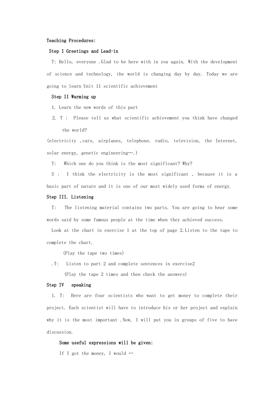 高二英语 Unit11 Scientific Achievements单元教案 新人教版_第2页