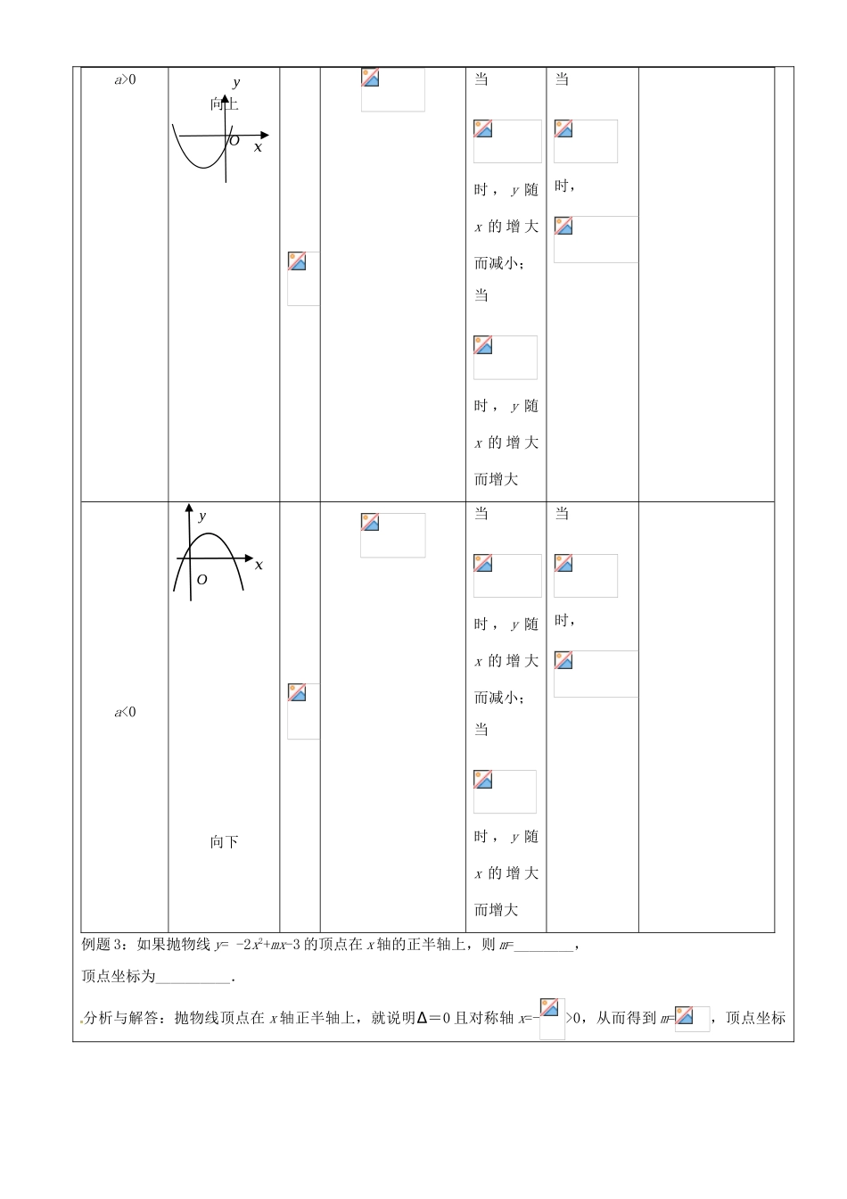 上海市罗泾中学九年级数学上册 二次函数的复习（第3课时）教案 沪教版五四制_第3页