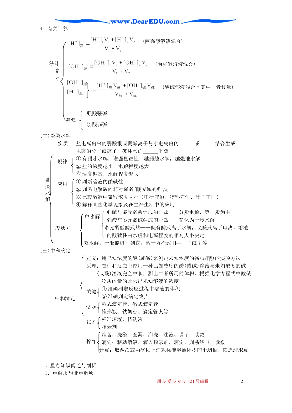 高二化学第三章电离平衡复习教案_第2页