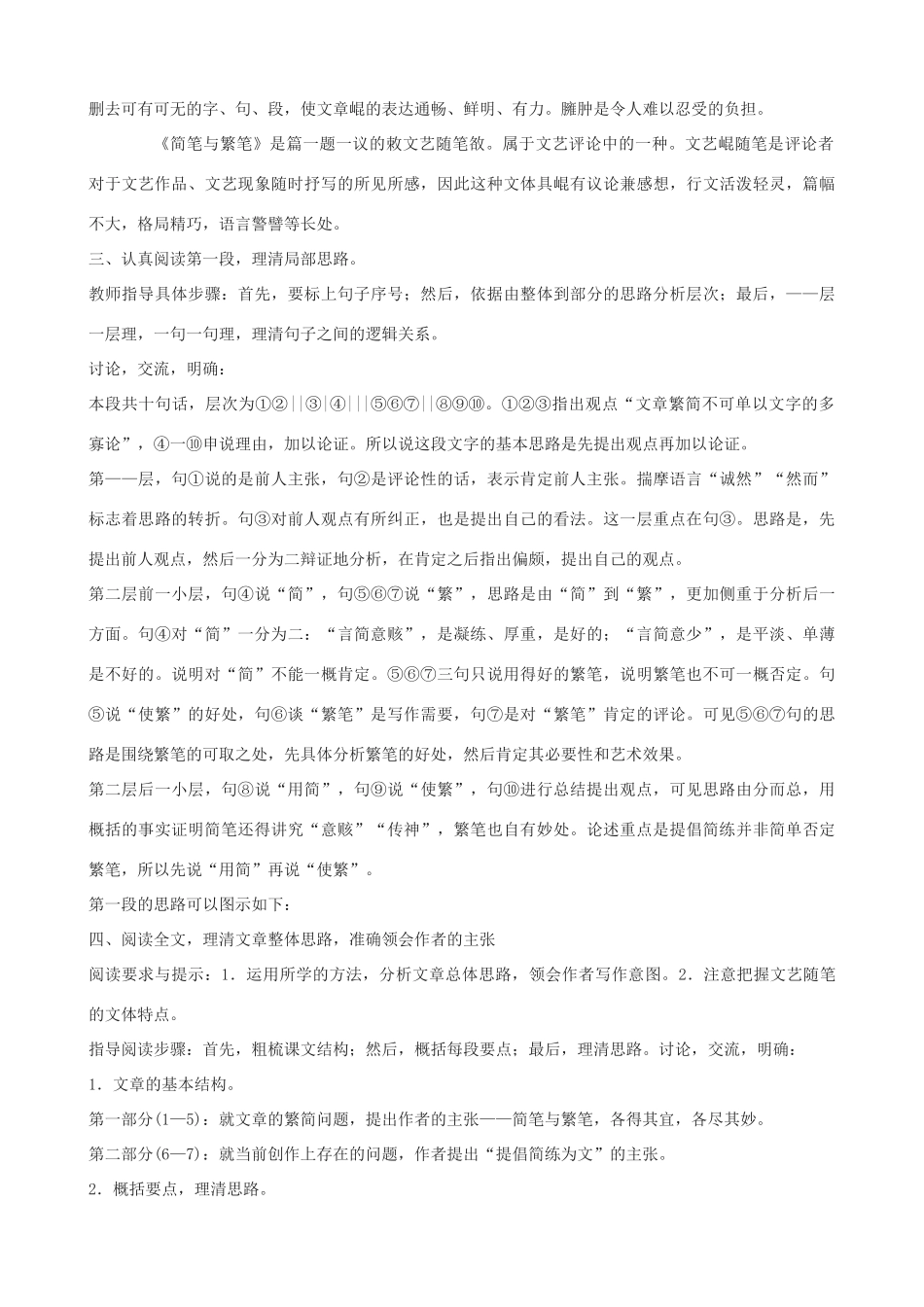 高三语文上册《简笔与繁笔》教学设计 华东师大版-华东师大版高三上册语文教案_第3页