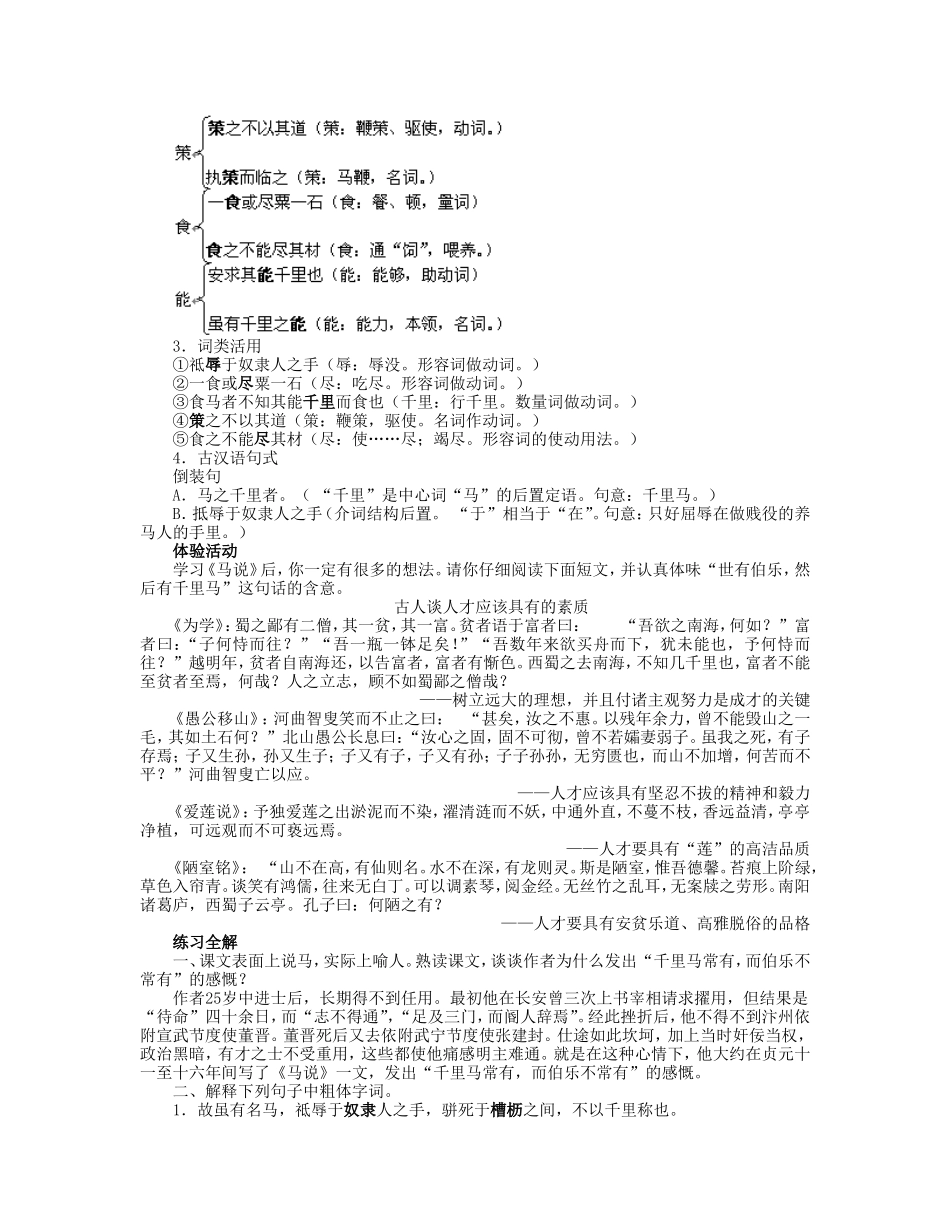 八年级语文下册 马说教案 人教新课标版_第2页