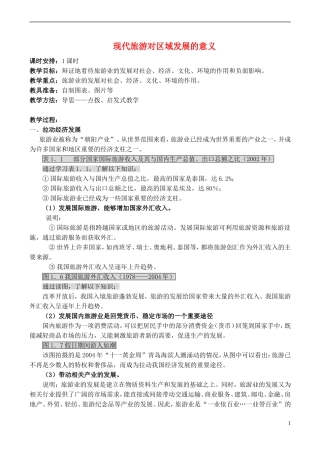 山西省运城市康杰中学高中地理 1.2 现代旅游对区域发展的意义教案 新人教版选修3
