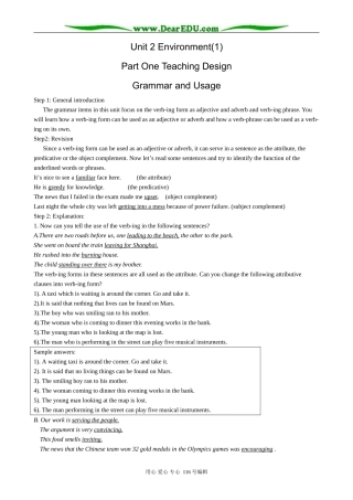 高中英语必修5Unit 2 Environment-Grammar and Usage(1)