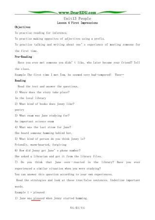 英语北师大版必修5 U13 People--Lesson 4 First Impressions