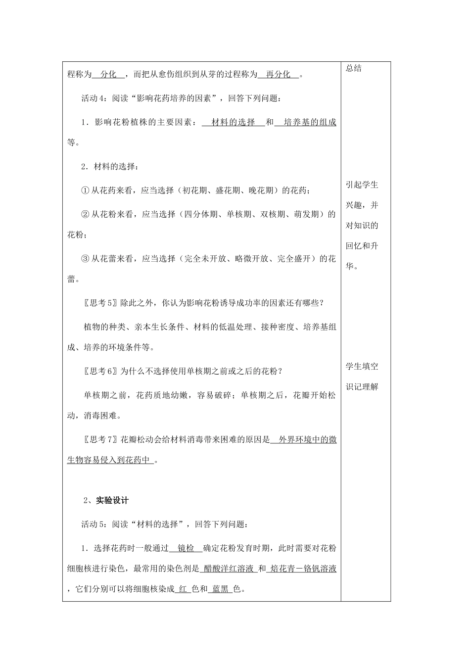 四川省宜宾市一中高二生物上期第5周教学设计（月季的花药培养）-人教版高二全册生物教案_第3页