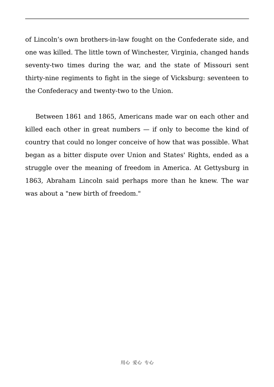 高中英语Unit10 American literature文章 美国南北战争 civil war人教版第三册_第3页