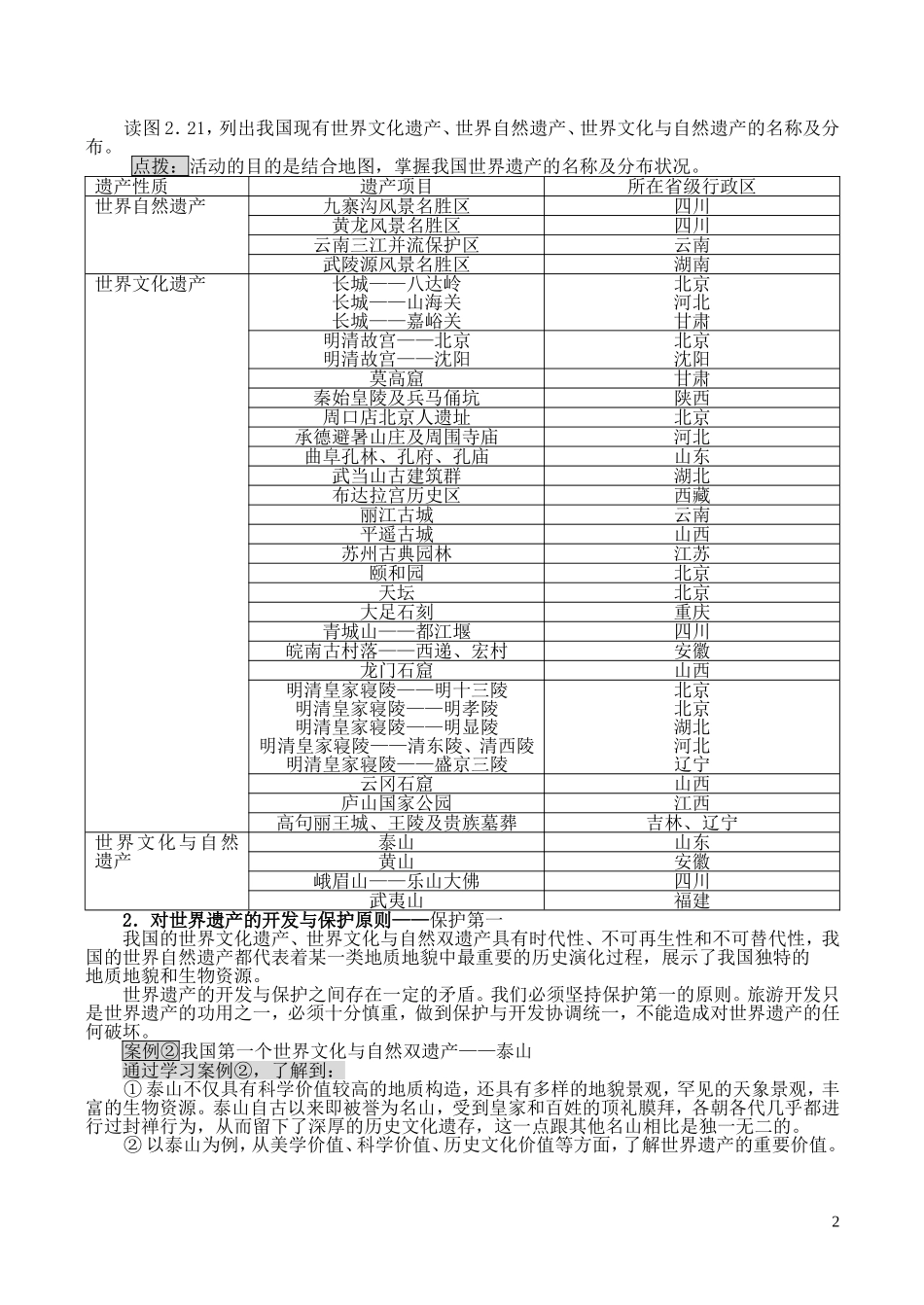 山西省运城市康杰中学高中地理 2.3 我国的旅游资源教案 新人教版选修3_第2页