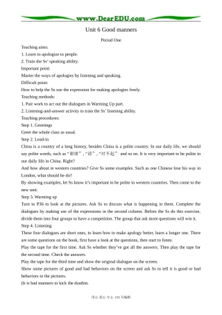 高中英语第一册上Unit 6 Good manners