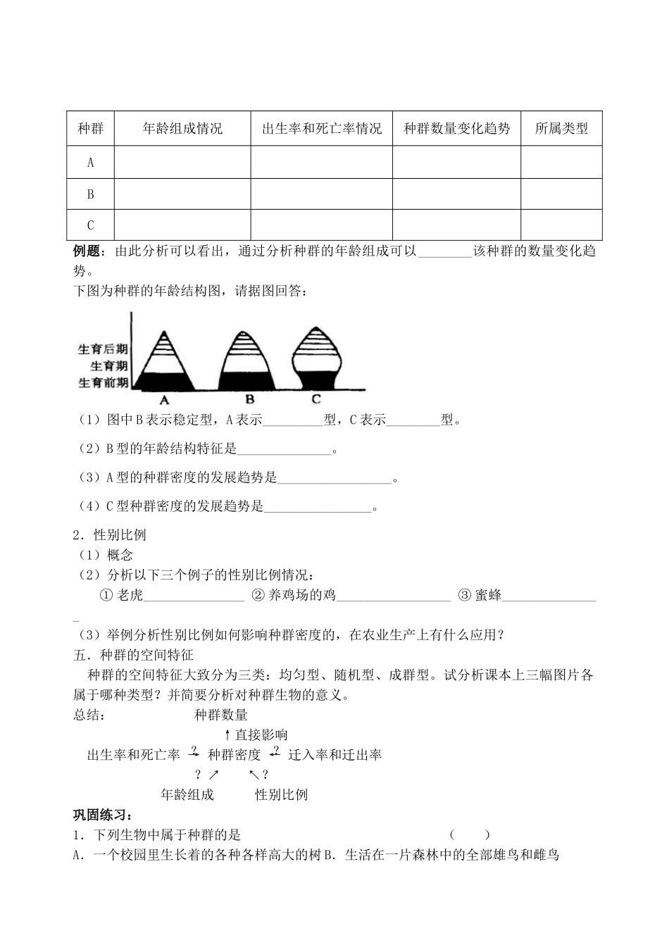 江苏省盐城市大冈中学高二生物教案 种群的特征_第2页