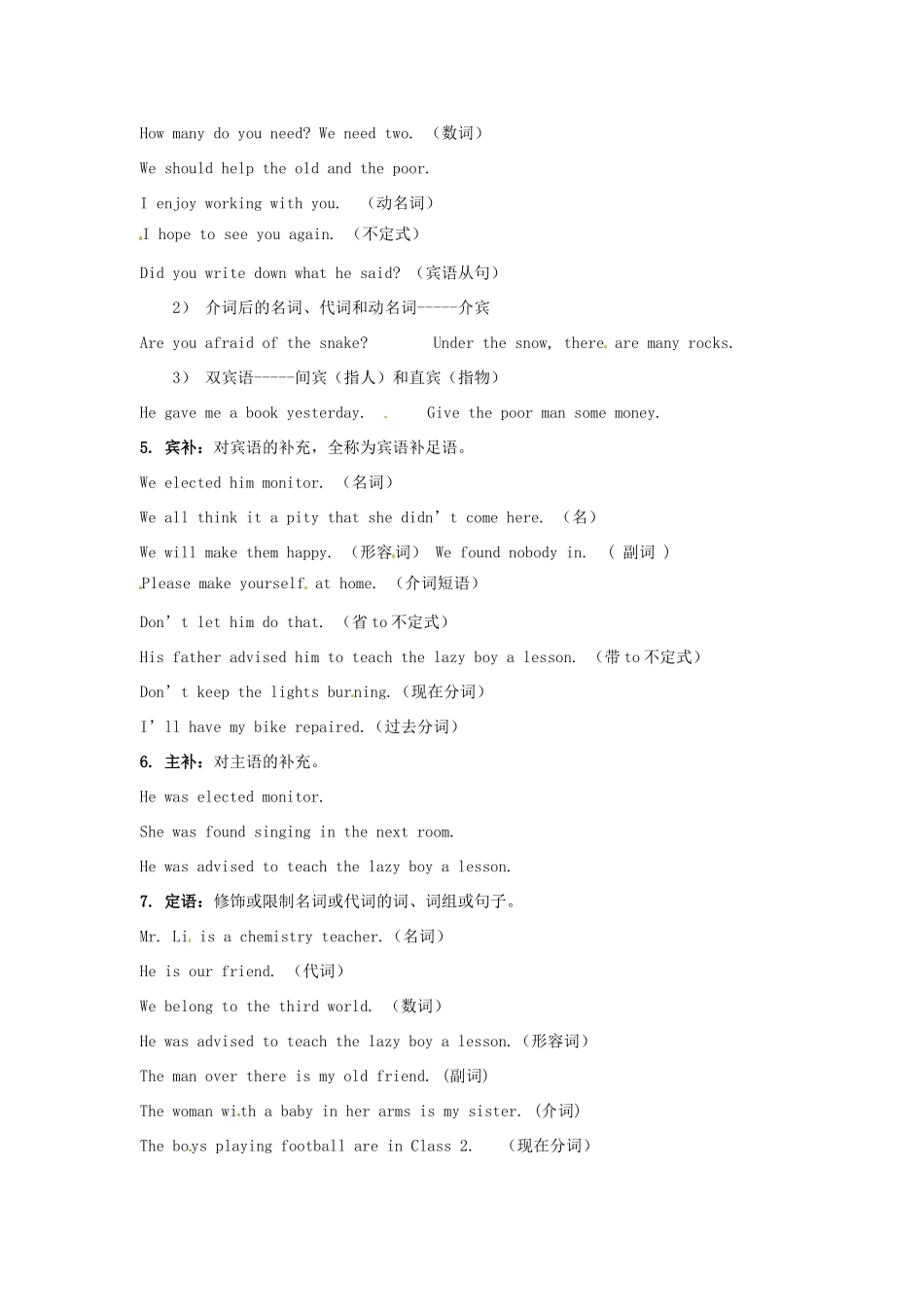 江苏省怀仁中学高一英语 句子成分讲解 _第2页
