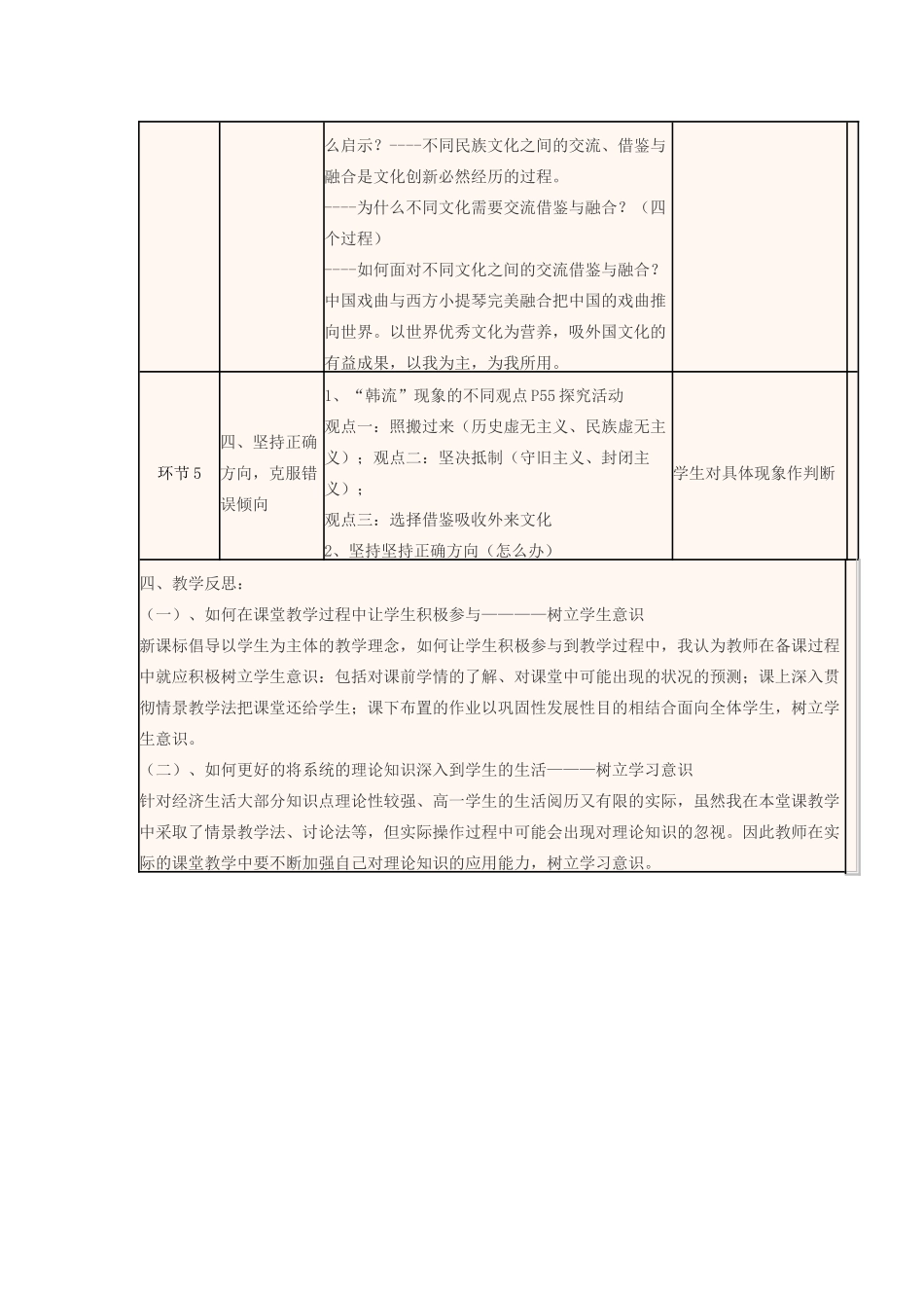 四川省宜宾市一中高二政治上学期第5周 文化创新的途径教学设计 新人教版必修3-新人教版高二必修3政治教案_第3页