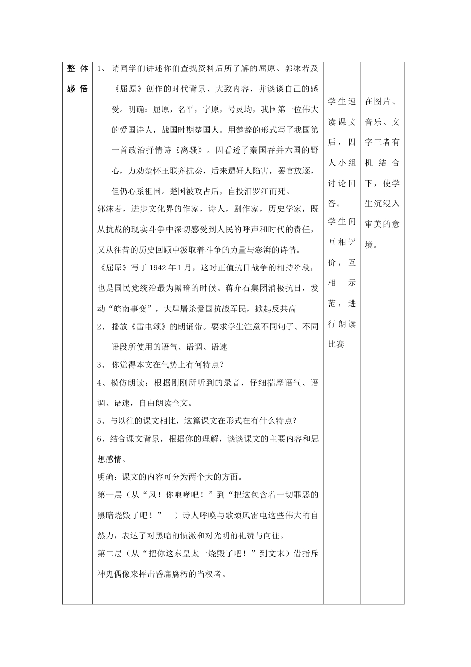 八年级语文下册 《雷电颂》教案14 人教新课标版_第2页