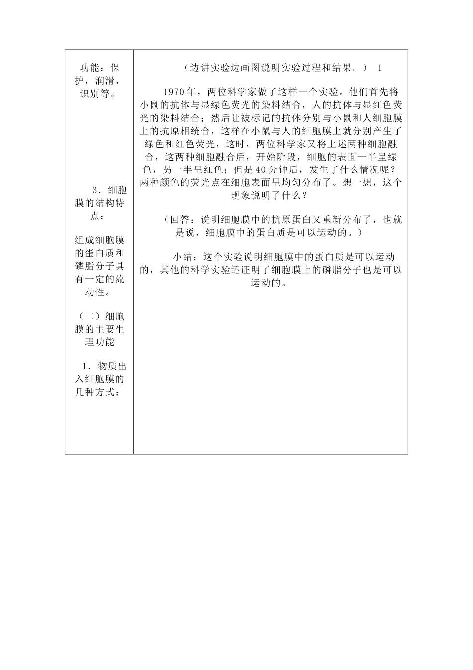 人教版高中生物必修1细胞膜的结构和功能 第一课时_第3页