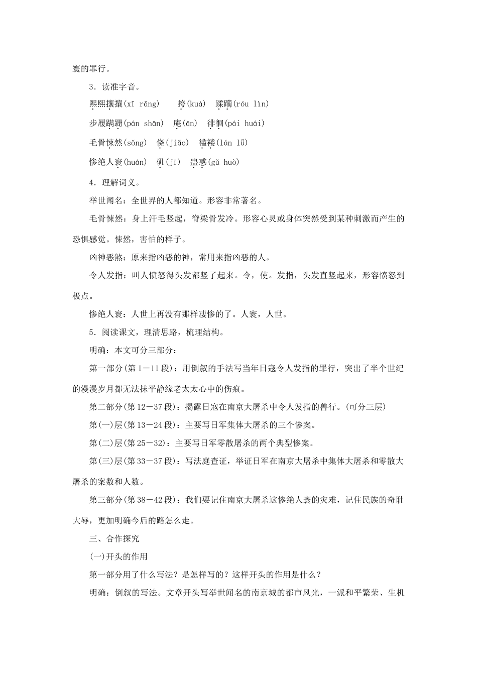 八年级语文下册 第四单元 13南京大屠杀教案 语文版-语文版初中八年级下册语文教案_第2页