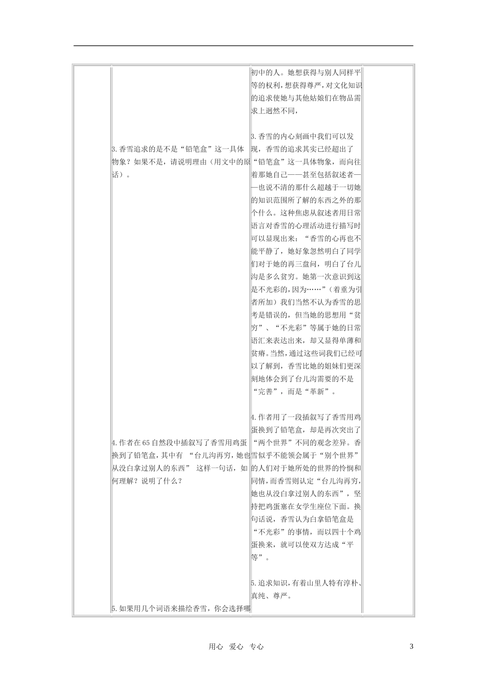 高考语文《哦香雪》教案 北京版选修之《文化 论著》_第3页