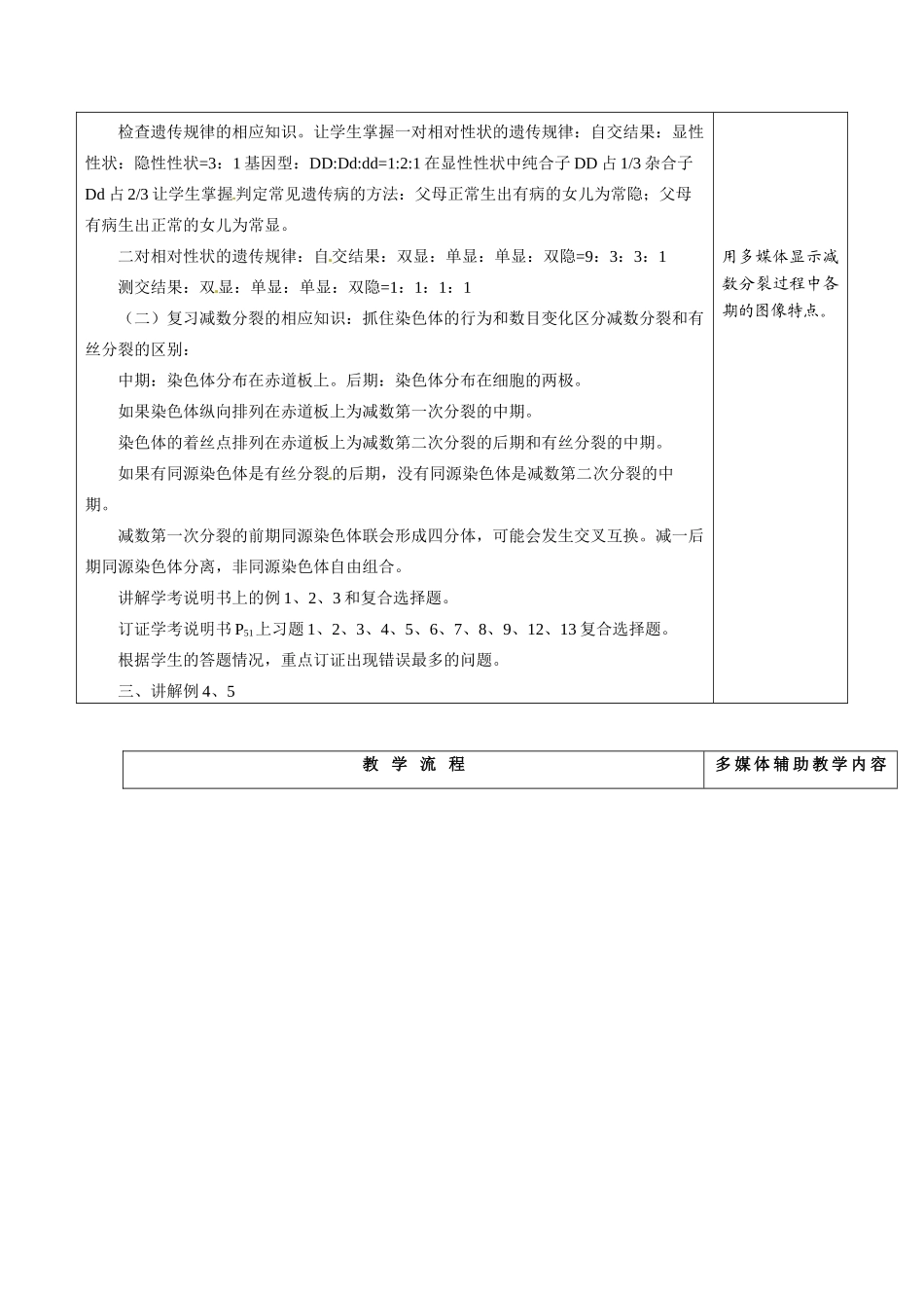 河北省抚宁县第六中学高中生物 第二章 基因和染色体的关系复习教案 新人教版必修2_第2页