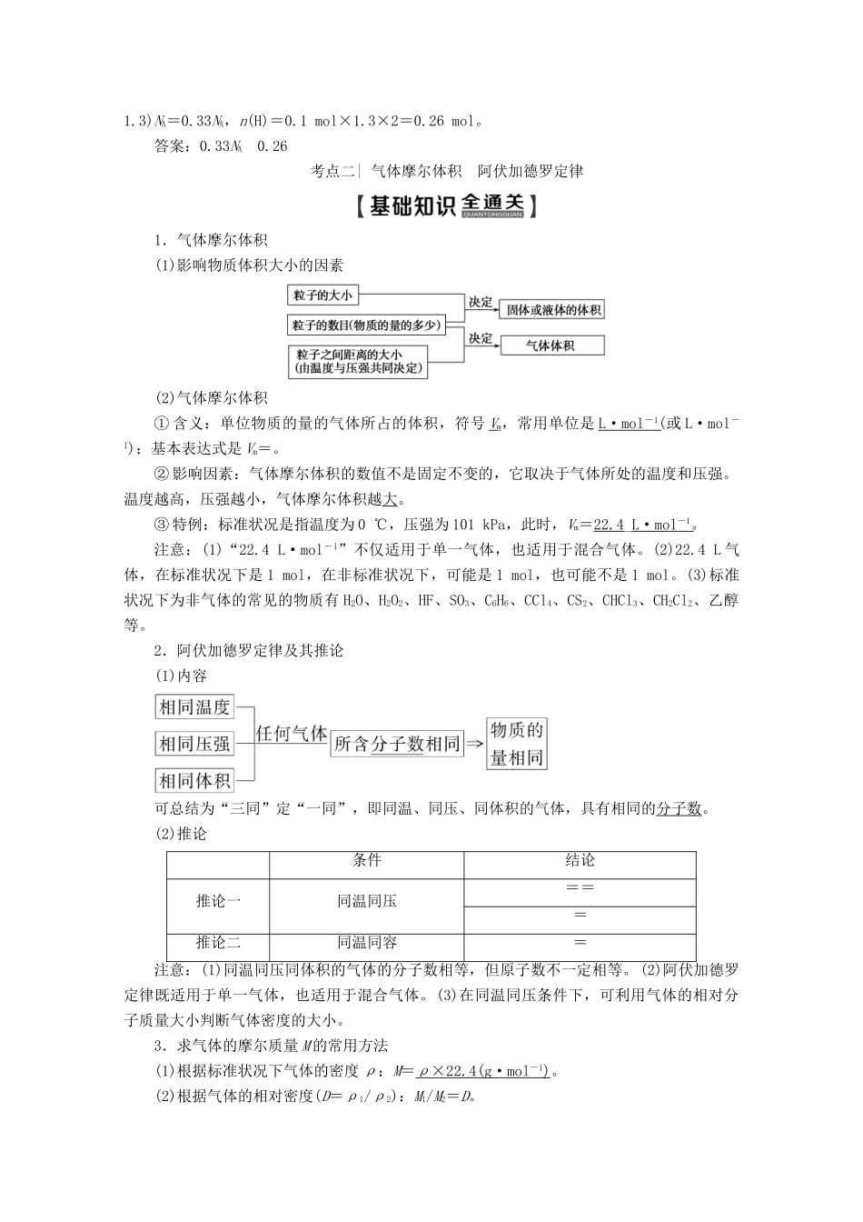 高考化学一轮复习 第1部分 专题1 第2单元 物质的量 物质的聚集状态教案 苏教版-苏教版高三全册化学教案_第3页