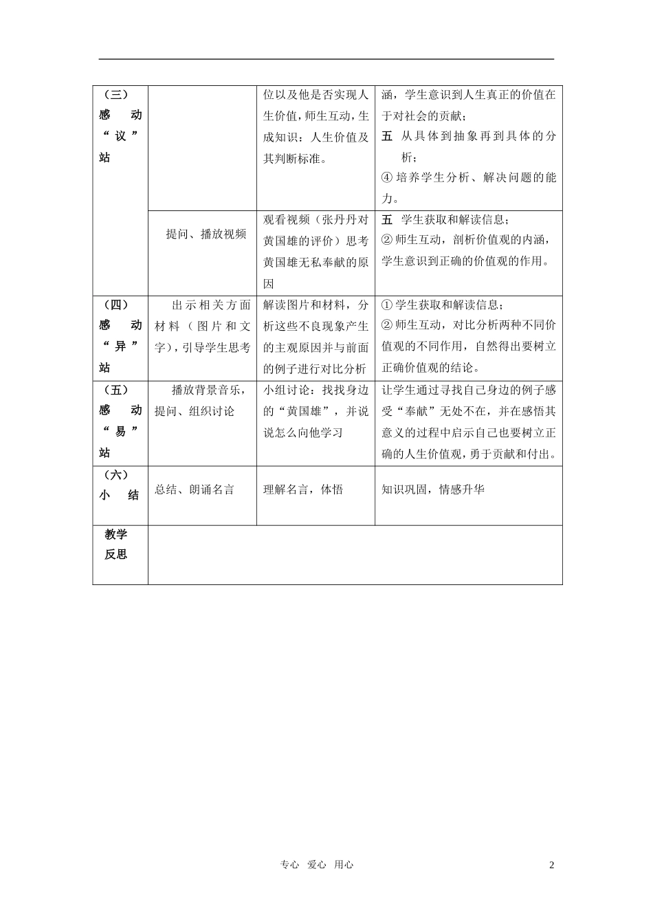 高中政治 生活与哲学 第四单元 认识社会与价值选择第十二课第一框《人生价值和价值观》教学设计 新人教版必修4_第2页