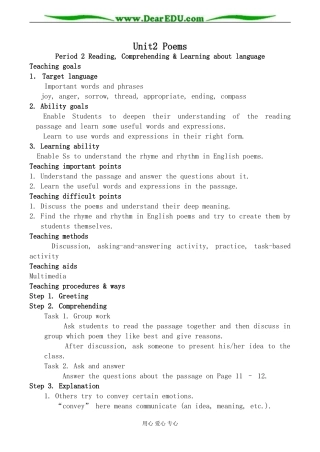 新人教版高中英语选修6Unit2 Poems--Period2