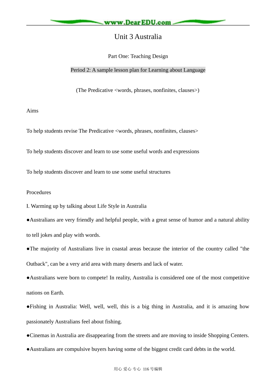 高中英语Unit 3 Australia--Learning about Language_第1页