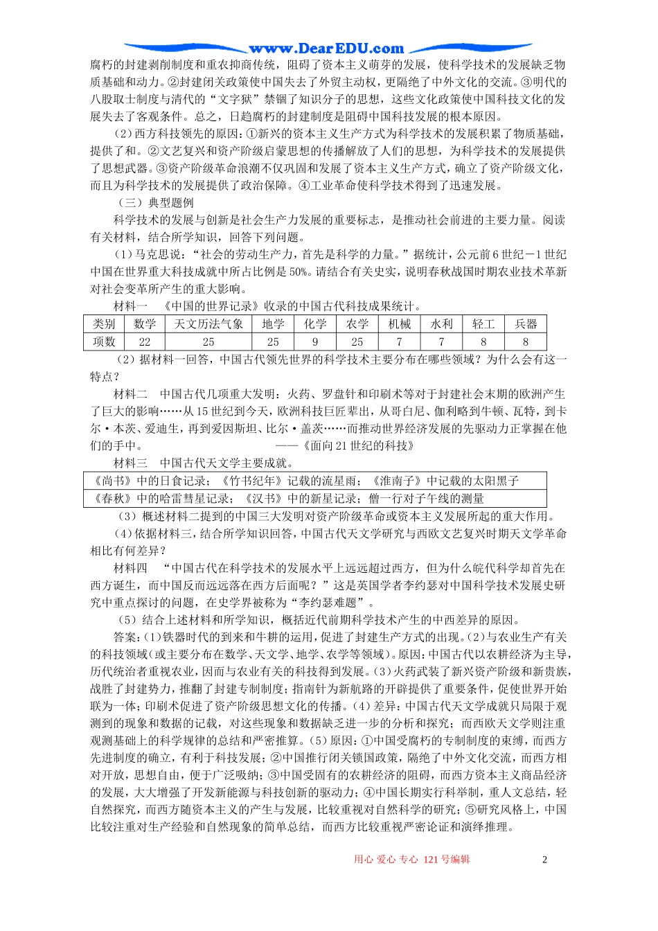 高三历史复习教案 中国古代科技与文化_第2页