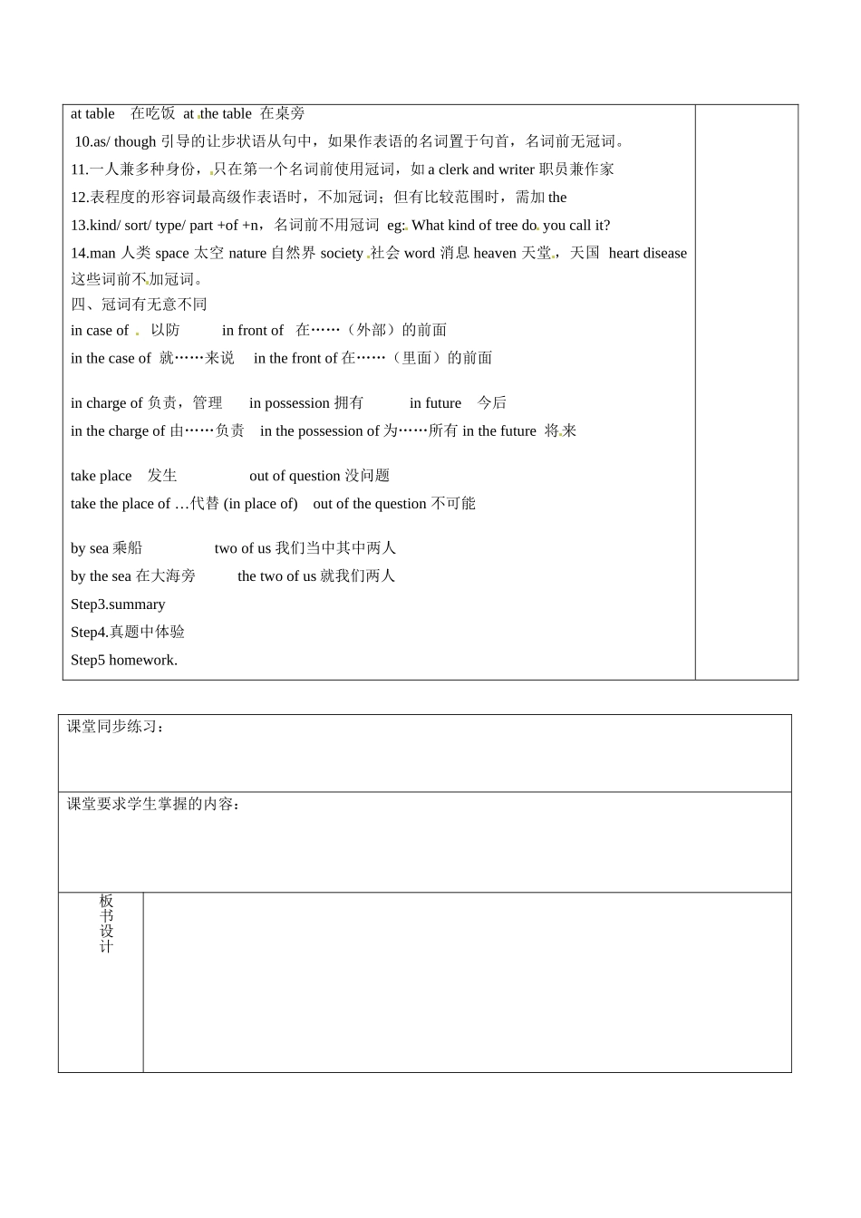 高二英语 零冠词教案-人教版高二全册英语教案_第2页