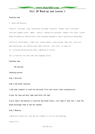 英语北师大版选修7 Unit20 warm-up and lesson 1 Futurology