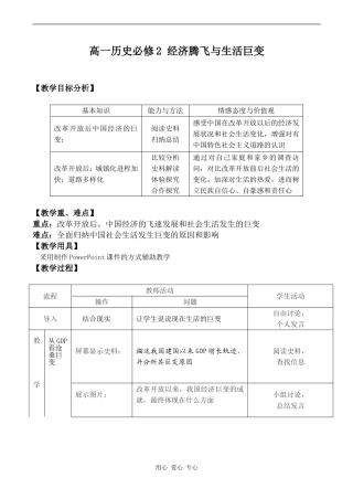 高一历史必修2 经济腾飞与生活巨变
