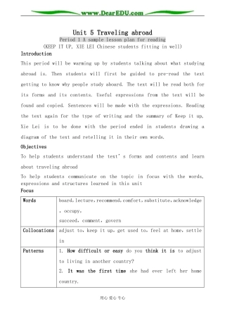 人教版英语选修7 Unit5 Traveling abroad--Period1