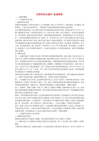 山西省运城市康杰中学高中地理 3.1 自然界的水循环备课资料 新人教版必修1