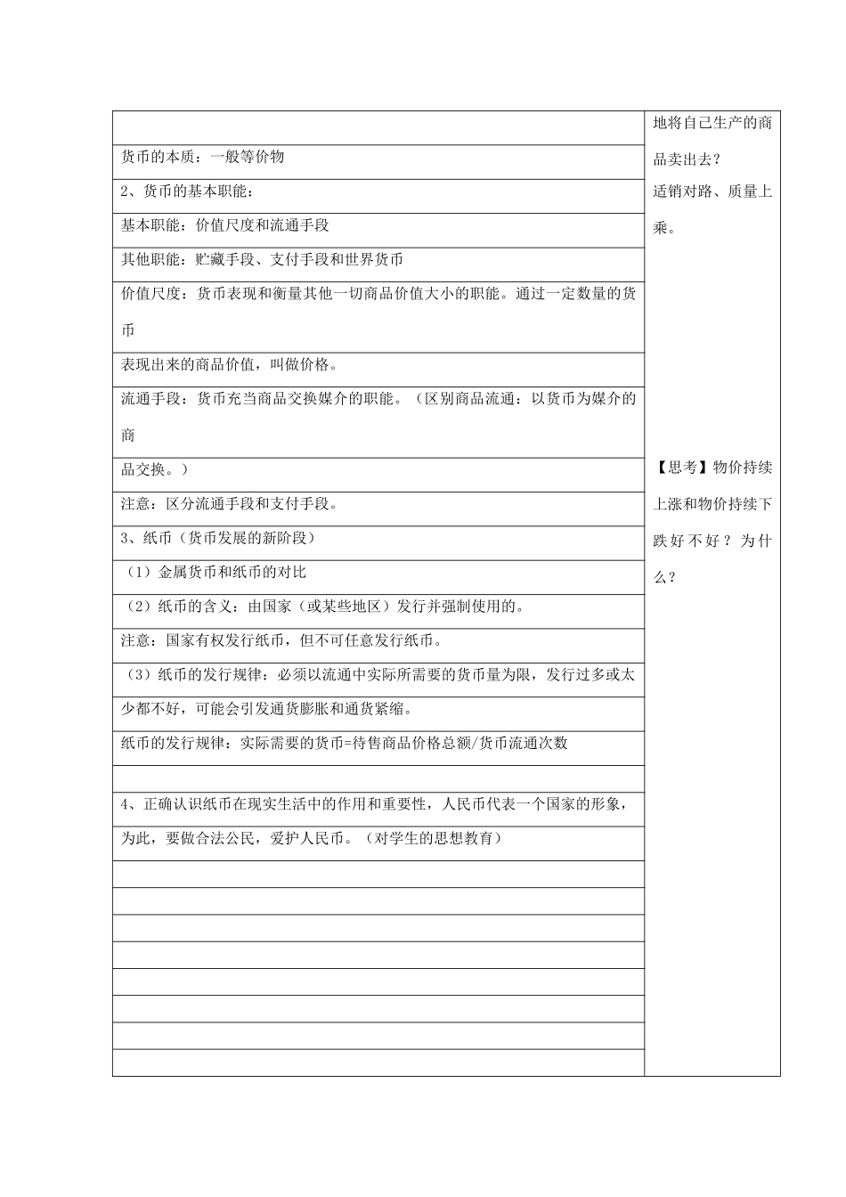 高中政治上学期《揭开货币的神秘面纱》教学设计-人教版高中全册政治教案_第2页