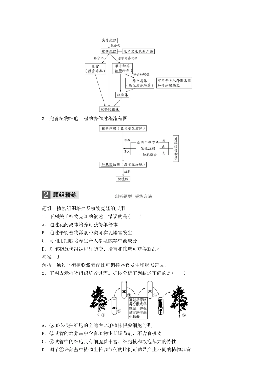 新高考生物一轮复习 第十一单元 现代生物科技专题 第37讲 克隆技术讲义 浙科版-浙科版高三全册生物教案_第2页