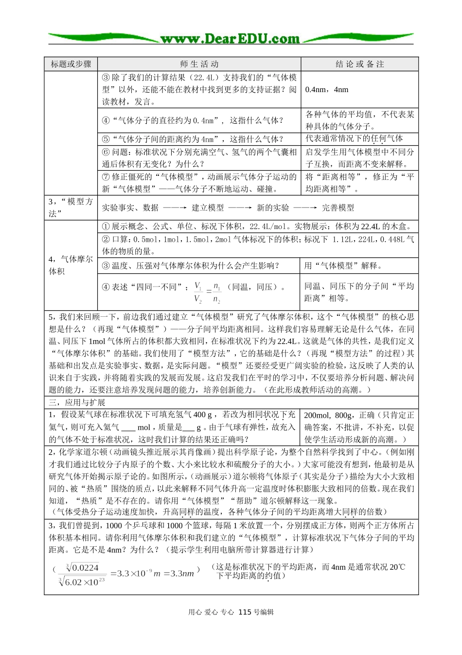 高一化学气体摩尔体积（第一课时）教学设计_第2页