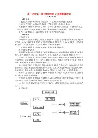 高一化学第一章 物质结构 元素周期律教案 新课标 人教版 必修2