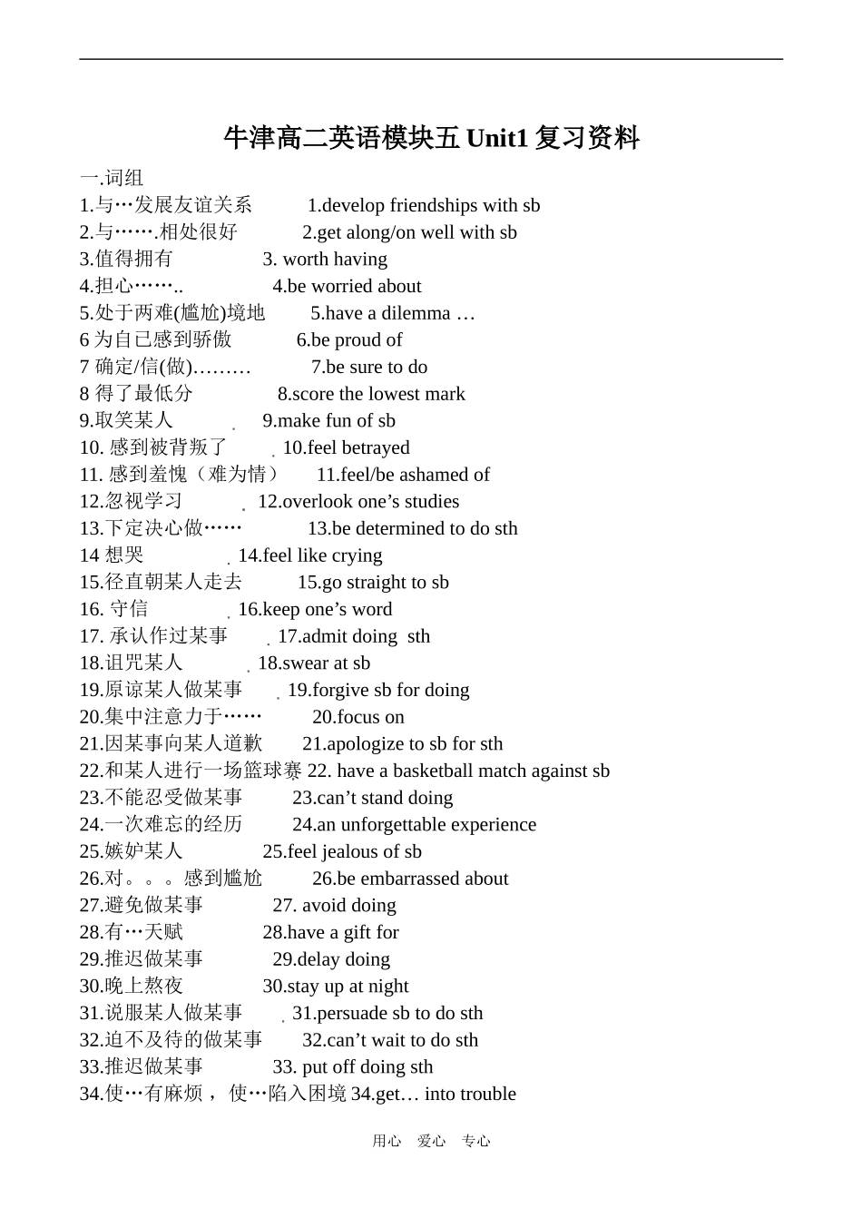 高二英语模块五Unit1复习资料牛津版_第1页