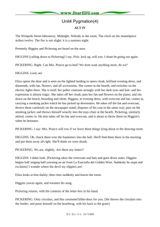 高中英语Unit4 Pygmalion(4)