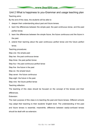 高中英语必修6Unit 2 What is happiness to you-Grammar and usage teaching plan