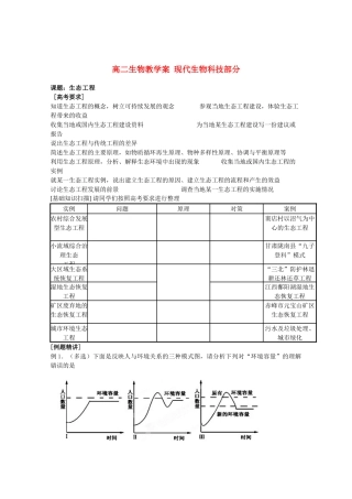 江苏省新沂市棋盘中学高中生物 第四章《生态工程》教案四 新人教版选修3