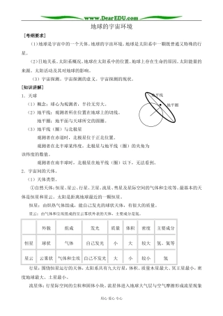 鲁教版高中地理必修1地球的宇宙环境