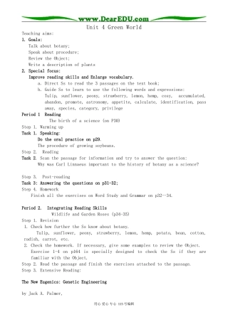 人教版高中英语第三册Unit4 Green World(1)