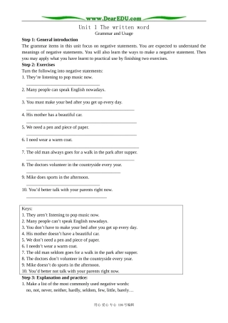 高中英语必修8Unit 1 The written word--Grammar and Usage