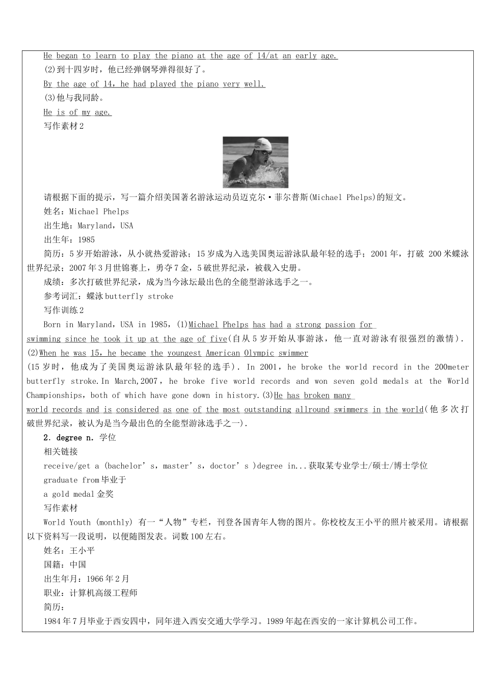 高中英语写作 第26课时 话题写作 人物介绍教案-人教版高中全册英语教案_第2页